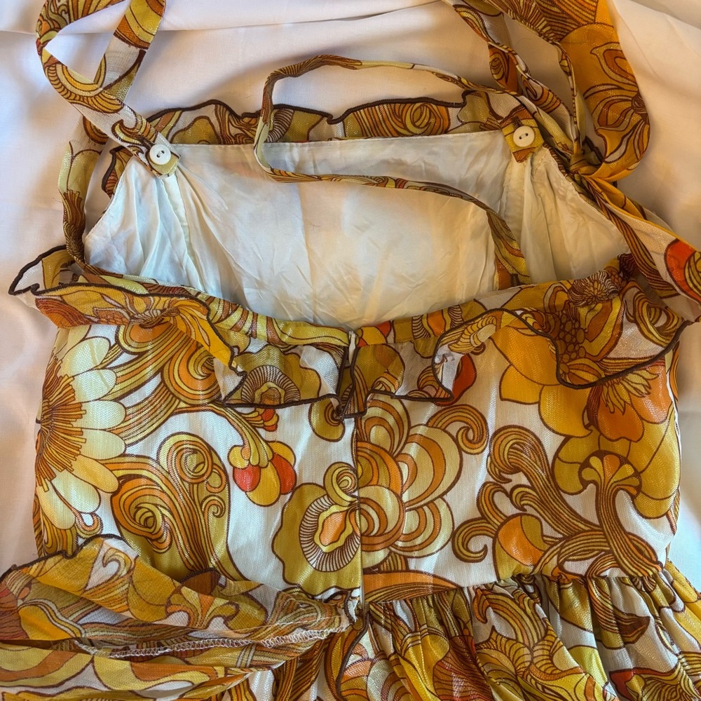 Anna Sui Silk Cocktail Dress, Gold, Size 4 💛 Two-Way Strapless or Babydoll - Picture 9 of 13